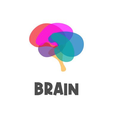 Colorful overlapping brain vector illustration logo