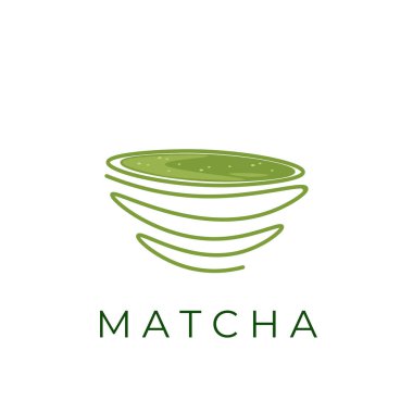 Simple matcha tea bowl illustration logo