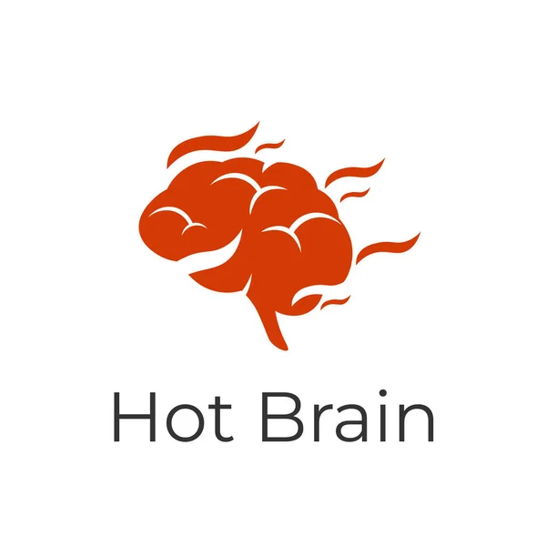 Red Fire Burning Brain Vector Illustration Logo — Stockvector