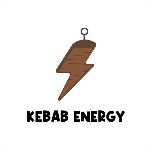 Energy Kebab Meat Unique Illustration Logo — Stockvector