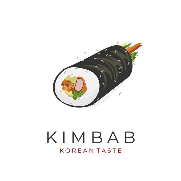Korean food Kimbap gimbap roll vector illustration logo