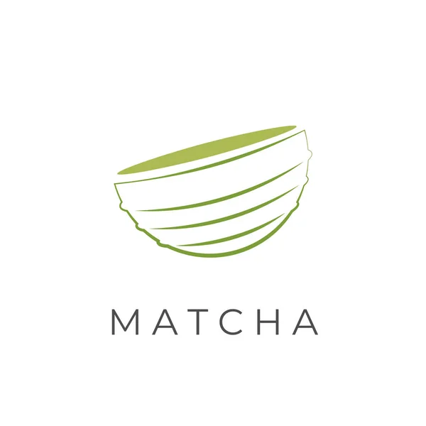Simple matcha tea bowl illustration logo
