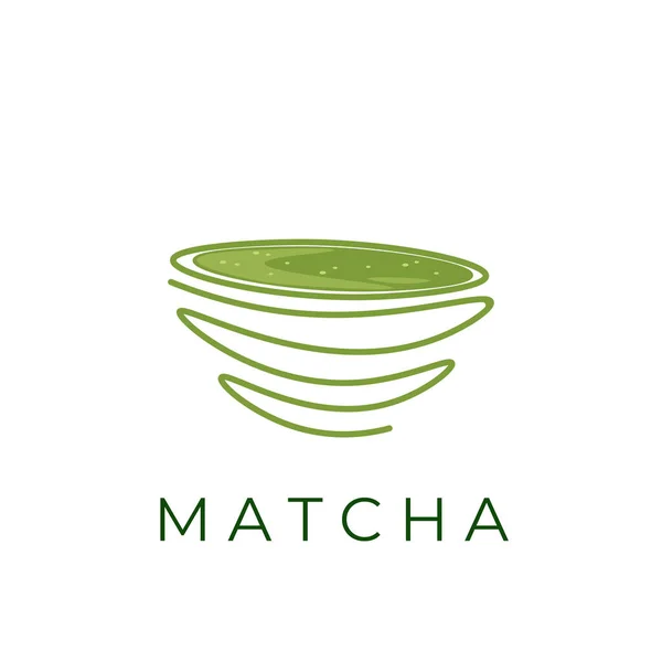 Simple matcha tea bowl illustration logo