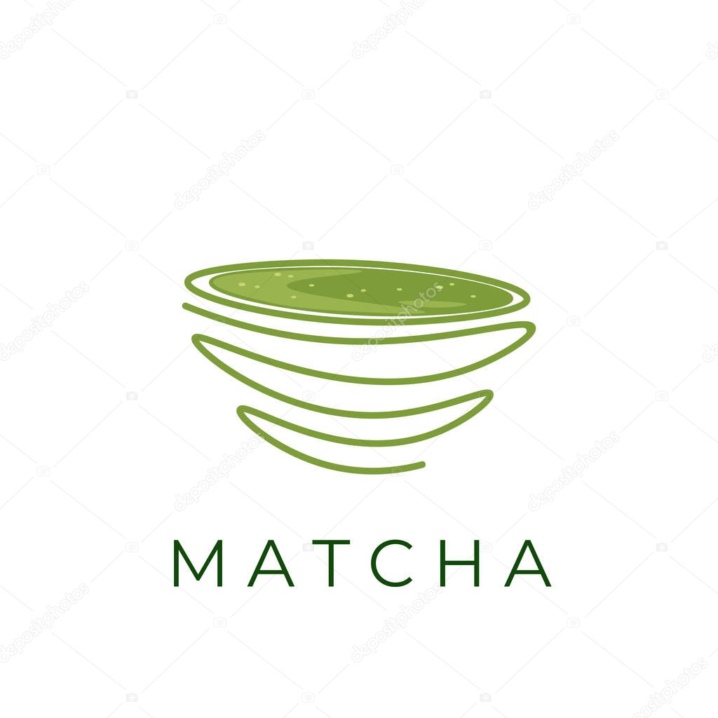Simple matcha tea bowl illustration logo