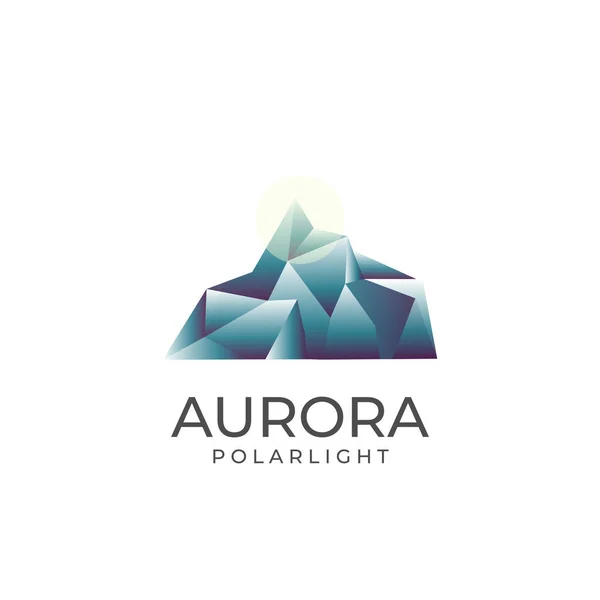 Iceberg Vettoriale Illustrazione Logo Colpito Aurora Riflessione Della Luce — Vettoriale Stock
