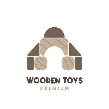 Wooden toy house vector illustration logo