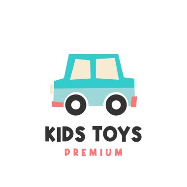 Cute children's toy car vector illustration logo