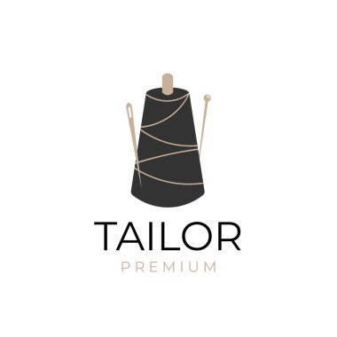 Sewing thread and needle vector illustration logo