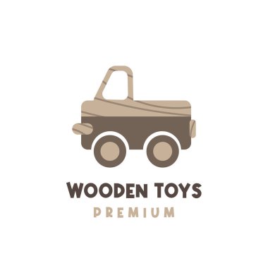 Wooden toy vehicle vector illustration logo