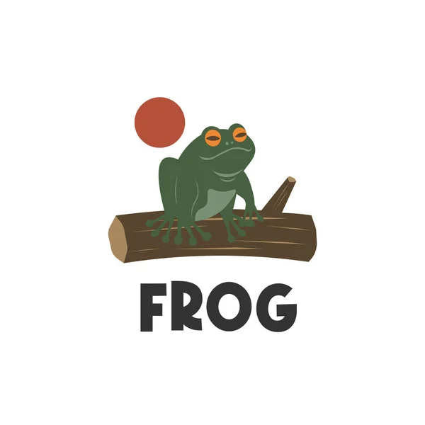 Vector Illustration Logo Frog Sitting Tree — Archivo Imágenes Vectoriales
