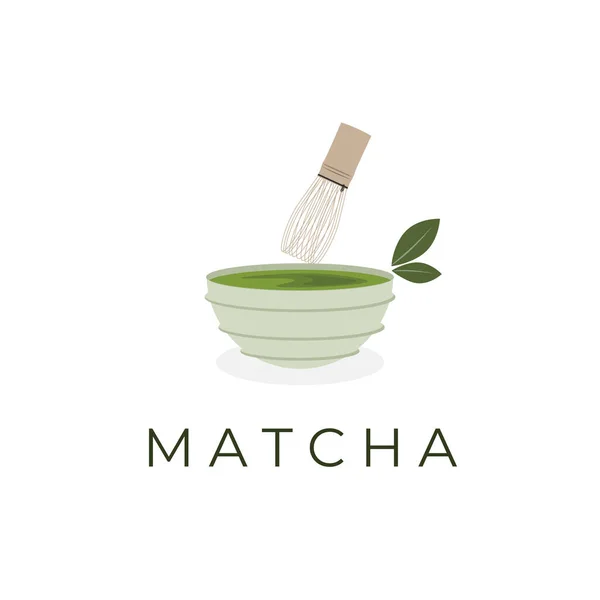 Logo illustration vector matcha or green tea served Japanese style