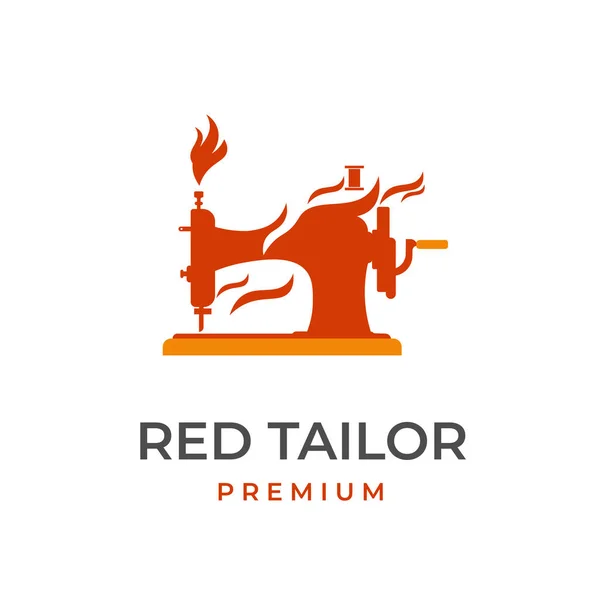 Червоний Полум Швейної Машини Векторні Ілюстрації Логотипу — стоковий вектор