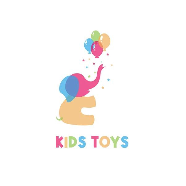 Vector Illustration Logo Children Playground Elephant Cheerful Colors — Stockvector