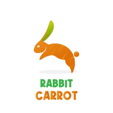Orange Rabbit Carrot Vector Illustration Logo