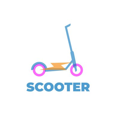 Electric scooter illustration logo with overlapping colors
