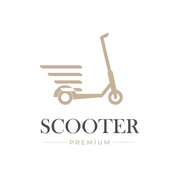 Elegant and simple electric scooter illustration logo with wings