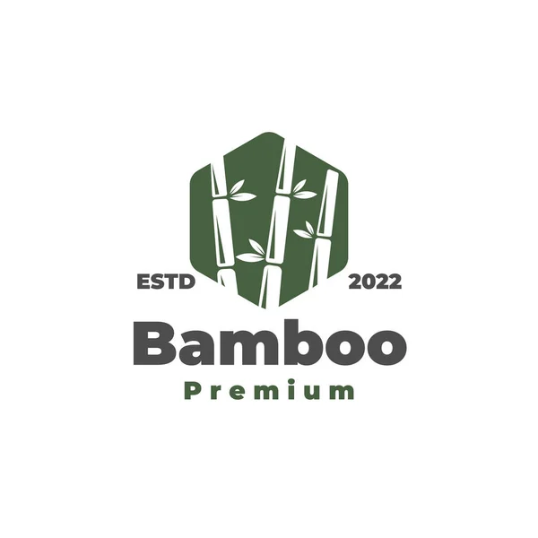 Logo Verde Piatto Dell Illustrazione Del Vettore Del Bambù Dell — Vettoriale Stock