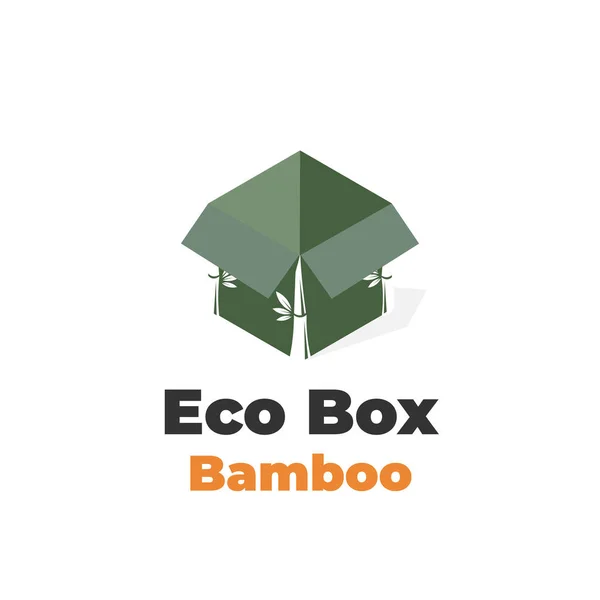 Logo Dell Illustrazione Vettoriale Della Scatola Bambù Verde Ecologico — Vettoriale Stock