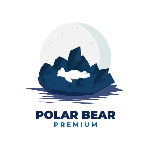 Orso Polare Sdraiato Sul Vettore Del Ghiacciaio Illustrazione Logo — Vettoriale Stock