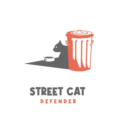 Basit sokak kedisi illüstrasyon logosu