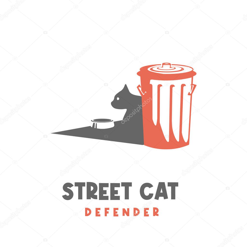 Simple street cat illustration logo