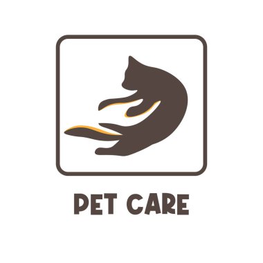 Cat pet care illustration logo