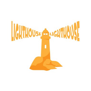 Yellow lighthouse illustration logo vector