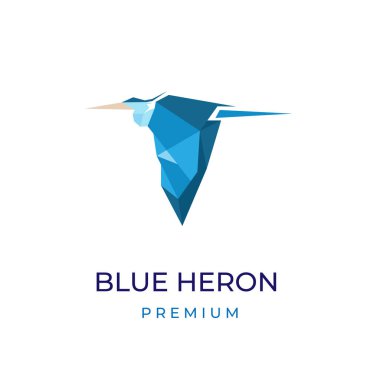 Blue egret polygon geometric illustration logo