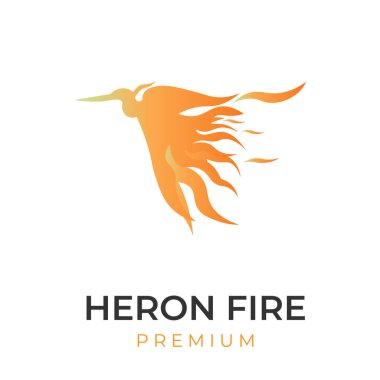 Flying fire egret illustration logo