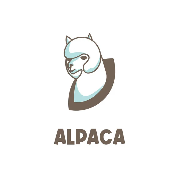 Simple Illustration Logo Alpaca Head Thick Fur — Archivo Imágenes Vectoriales