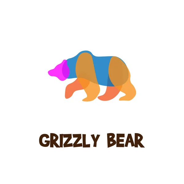 Simple Illustration Logo Grizzly Bear Cheerful Colors Overlapping — Archivo Imágenes Vectoriales