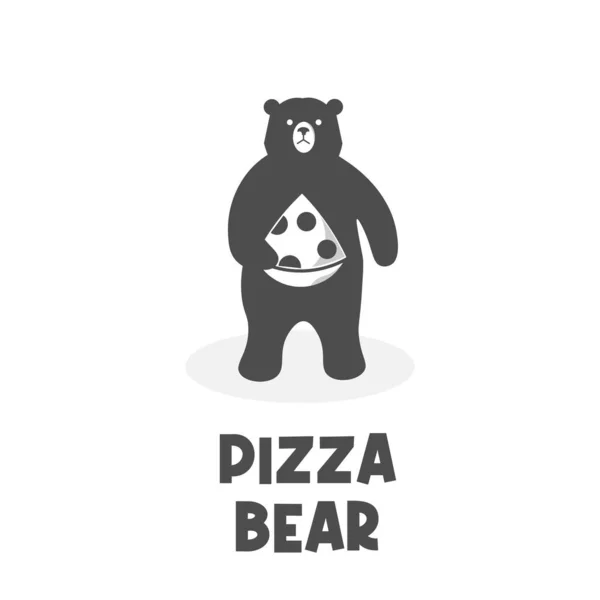 Pizza Bear Simple Illustration Logo — Archivo Imágenes Vectoriales