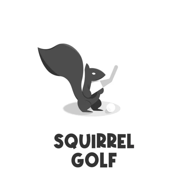 Golf Squirrel Simple Illustration Logo — Archivo Imágenes Vectoriales