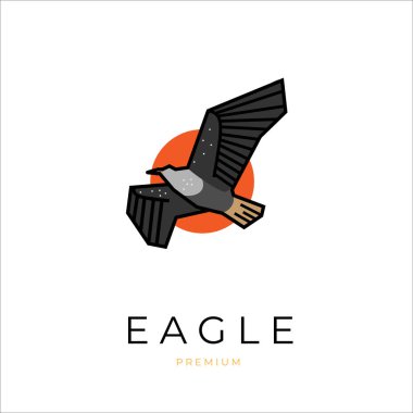 Logo illustration of an eagle flying under the sun