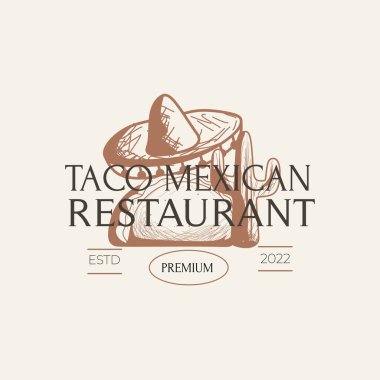 Taco food vintage illustration logo