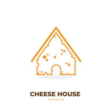 Simple illustration logo line art cheese house