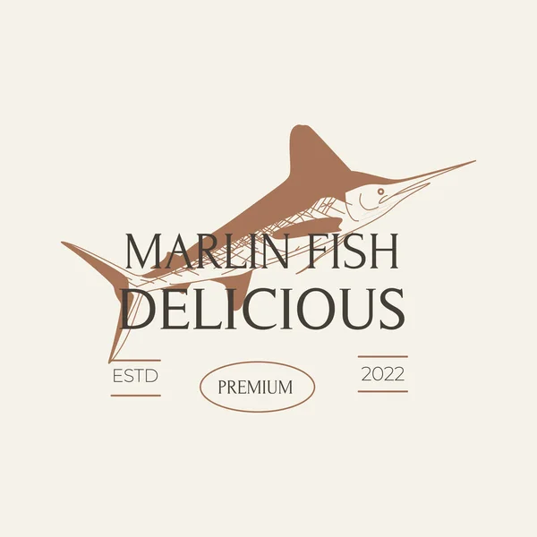 Marlin Fish Vintage Illustration Logo — Vector de stock