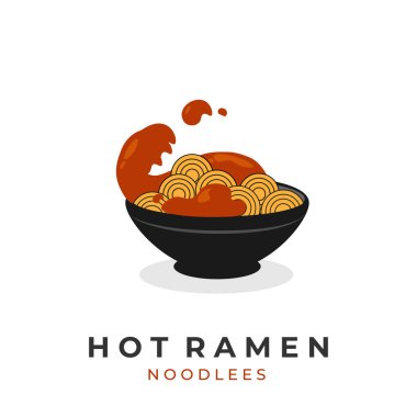 Hot spicy ramen illustration logo with bowl