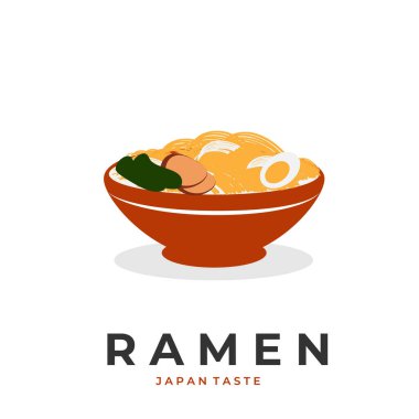 Hot ramen simple illustration logo with red bowl