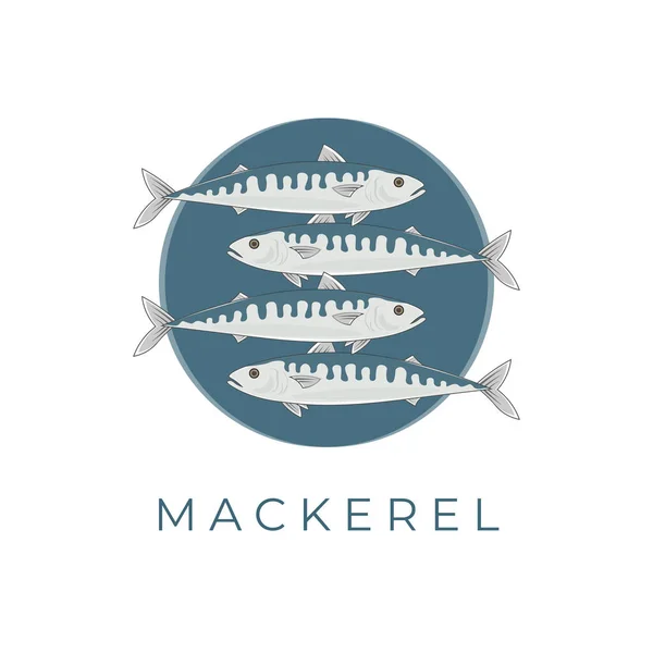 Taze Mavi Uskumru Balığı Basit Llüstrasyon Logosu — Stok Vektör