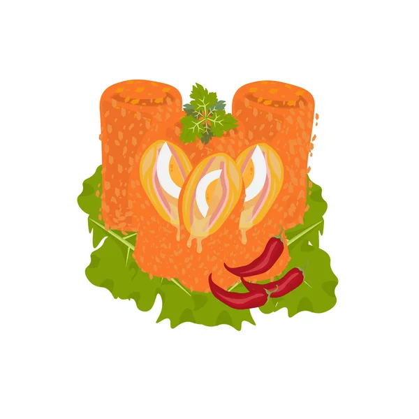 Illustrazione Del Vettore Alimentare Indonesiano Logo Risol Mayo Croccante All — Vettoriale Stock