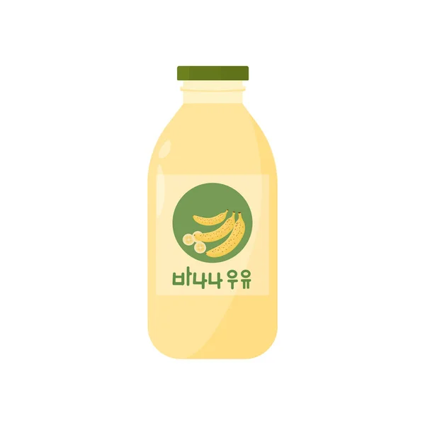 Ilustração Logotipo Leite Com Sabor Banana Batido Banana Uma Garrafa — Vetor de Stock