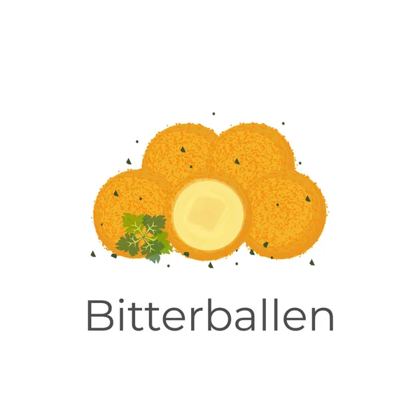 Logo Olandese Dell Illustrazione Del Bitterballen Con Delizioso Riempimento Pronto — Vettoriale Stock
