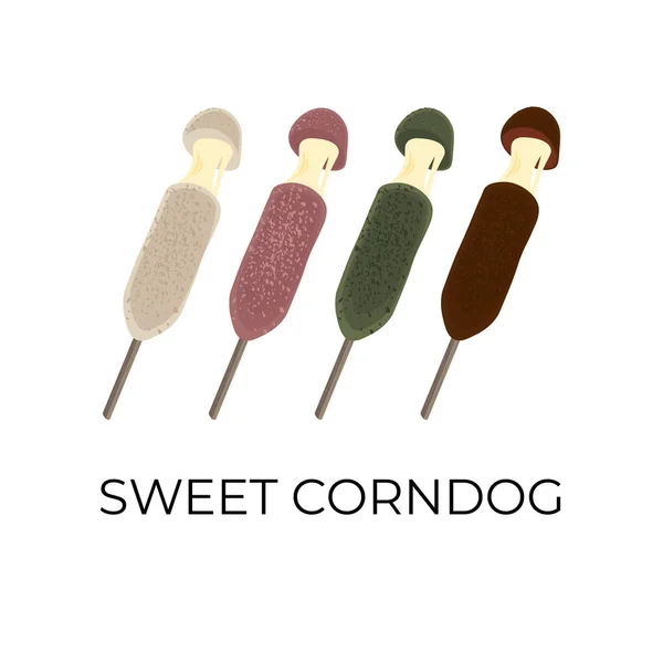 Logotipo Ilustración Sweet Corndog Con Relleno Mozzarella Derretida — Archivo Imágenes Vectoriales