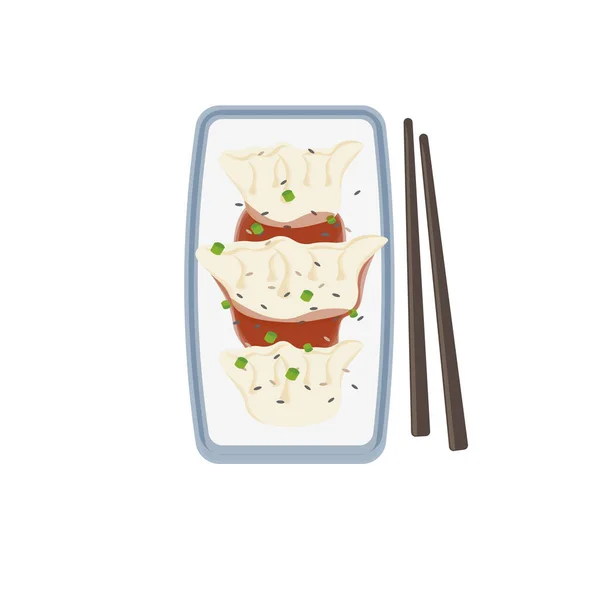 Illustration Logo Gyoza Jiaozi Dumplings Chilli Oil — 스톡 벡터