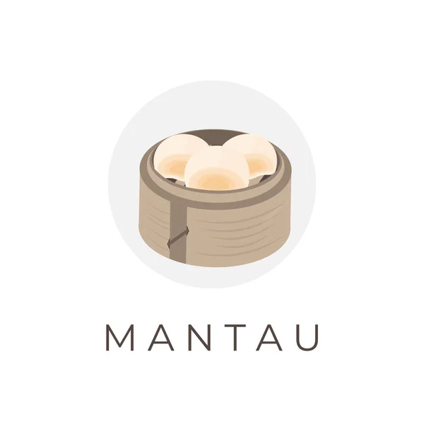 Illustration Dumpling Mantau Chinese Food Dans Vapeur Bambou — Image vectorielle