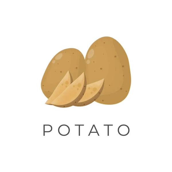 Schneiden Und Vollständige Frische Kartoffelwurzel Vector Illustration Logo — Stockvektor
