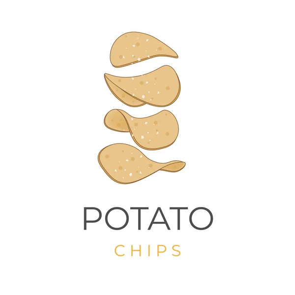 Crispy Potato Chips Stack Illustration Logo — Stock Vector