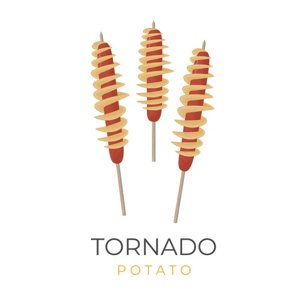 Logotipo Ilustración Comida Callejera Coreana Hweori Gamja Tornado Potato Hot — Vector de stock
