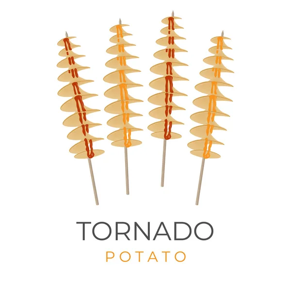 Logotipo Ilustración Comida Callejera Coreana Hweori Gamja Tornado Potato Cubierto — Vector de stock